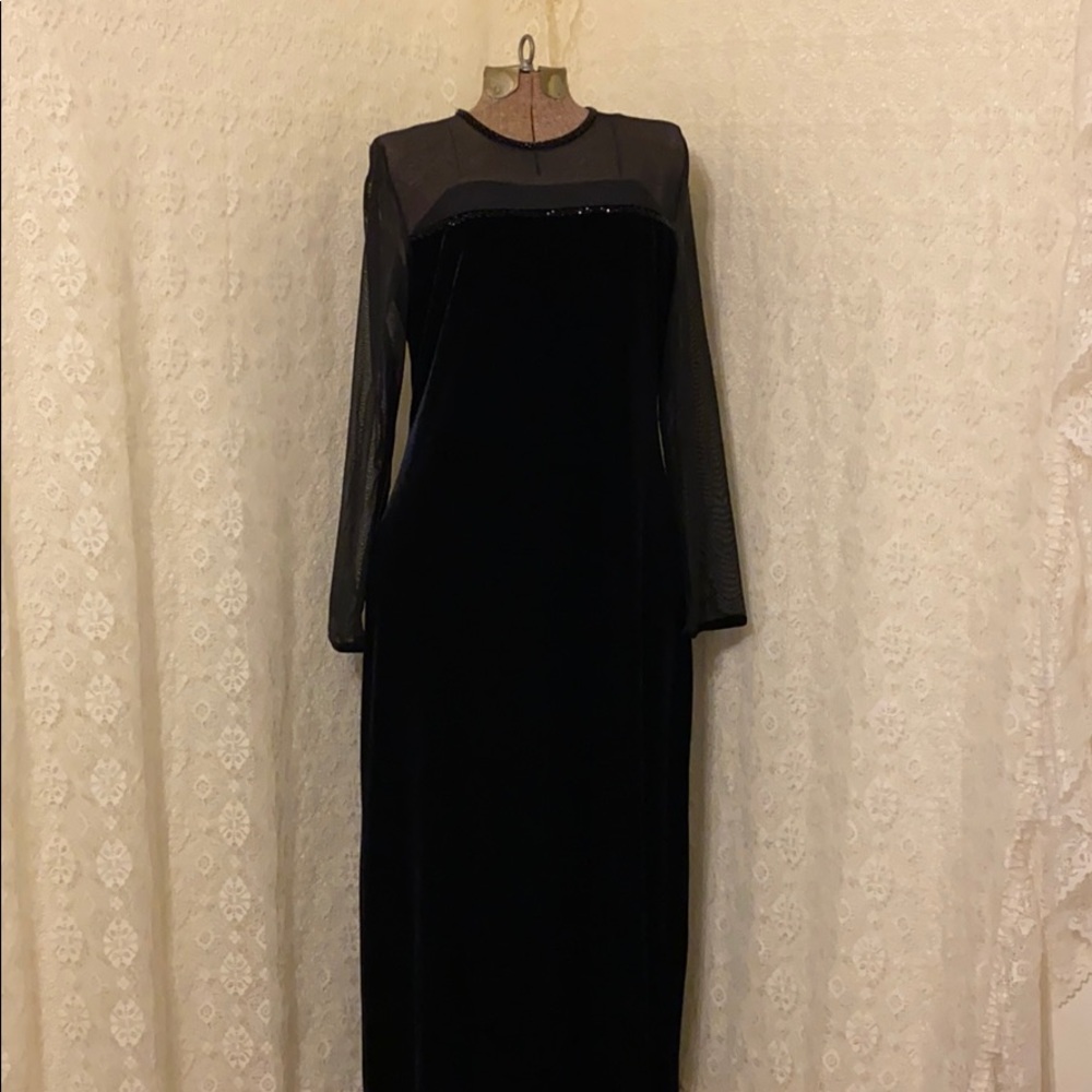 Floor length black dress